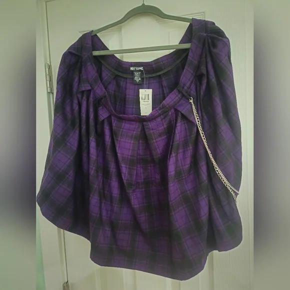 Hot Topic 3X Purple Plaid Pleated Skirt With Chains - Picture 2 of 4